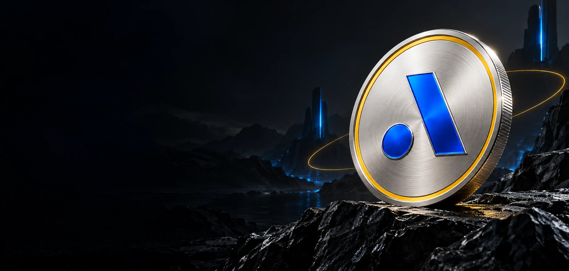 Silver AT coin with the original blue AToken logo